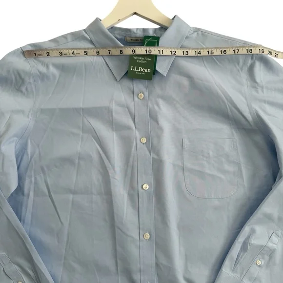 NWT L.L. Bean Oxford Wrinkle Free Washed Periwinkle Long Sleeve Shirt Women’s 3X - Picture 8 of 13